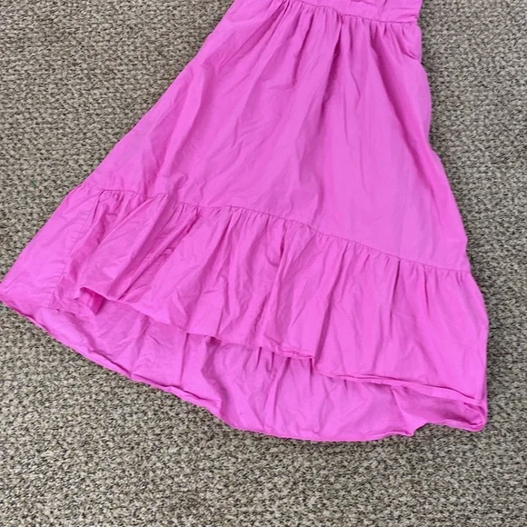 J. Crew Sleeveless faux wrap cotton poplin bright pink midi dress - Picture 6 of 9